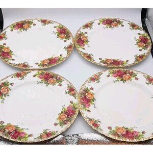 Royal Albert Old Country Roses Bone China 8 1/8 in Salad Plates England Set of 4